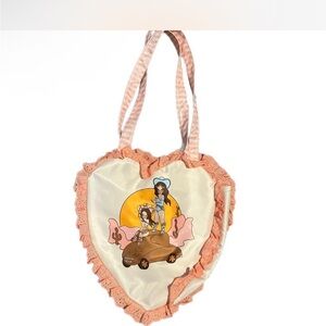 Valfre Heart-Shaped Cowgirl Satin Peach Tote Bag
